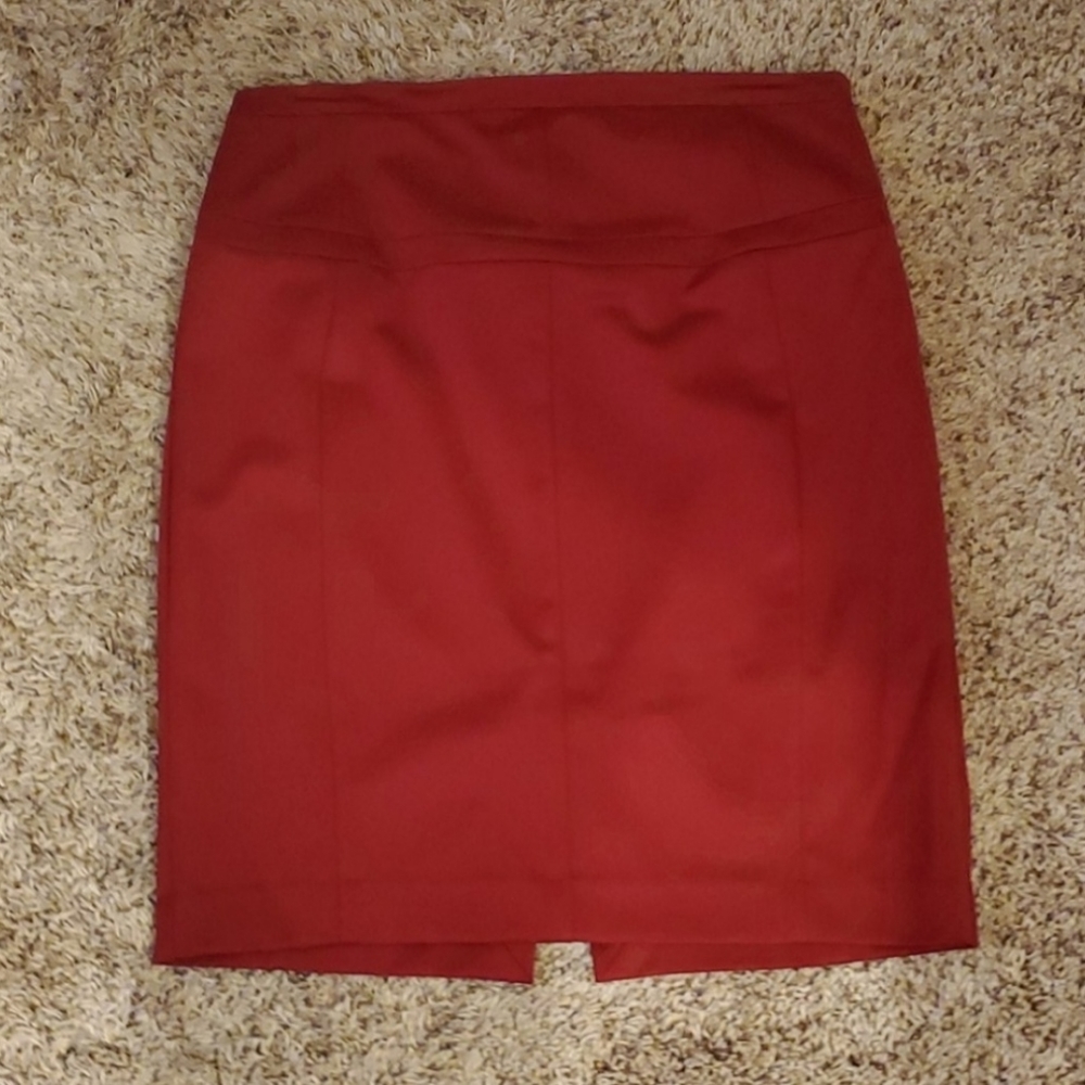 Red Pencil skirt with slit